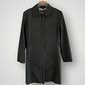 Weather Tamer Satin Sheen Black Polyurethane Classic Trenchcoat Women’s Size M